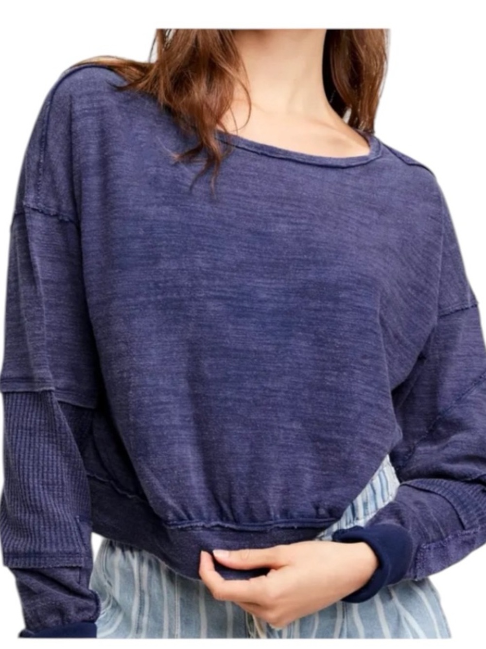 Free People We The Free Vanguard Crop Pullover NWT Blue Purple XS - Picture 11 of 11